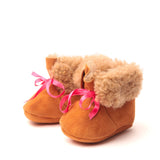 MHUG Hazelnut mutton slippers Fuchsia bow