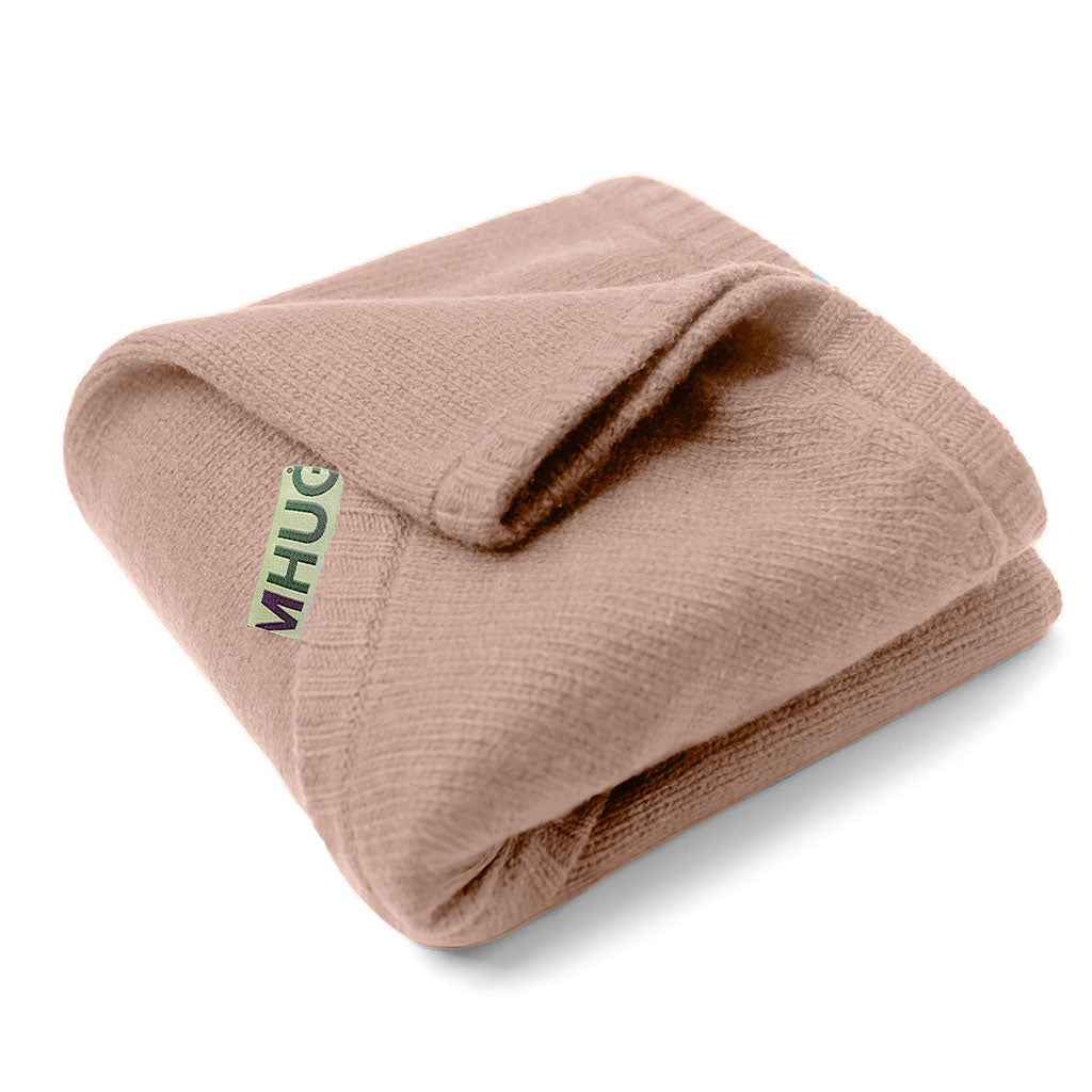 copertina in lana merino e cachemire di colore cipria
