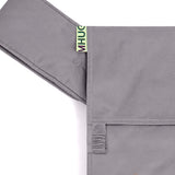 portabebè mhug mei tai collezione Monocolore modello Foggy fondo bavero e bottoni a pressione grigi dettaglio imbottitura degli spallacci