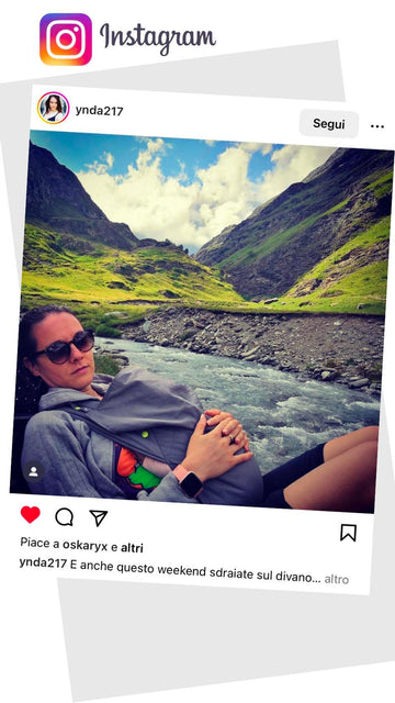 Post @ynda217 mentre indossa portabebè Mhug Mei Tai  durante una escursione in montagna 